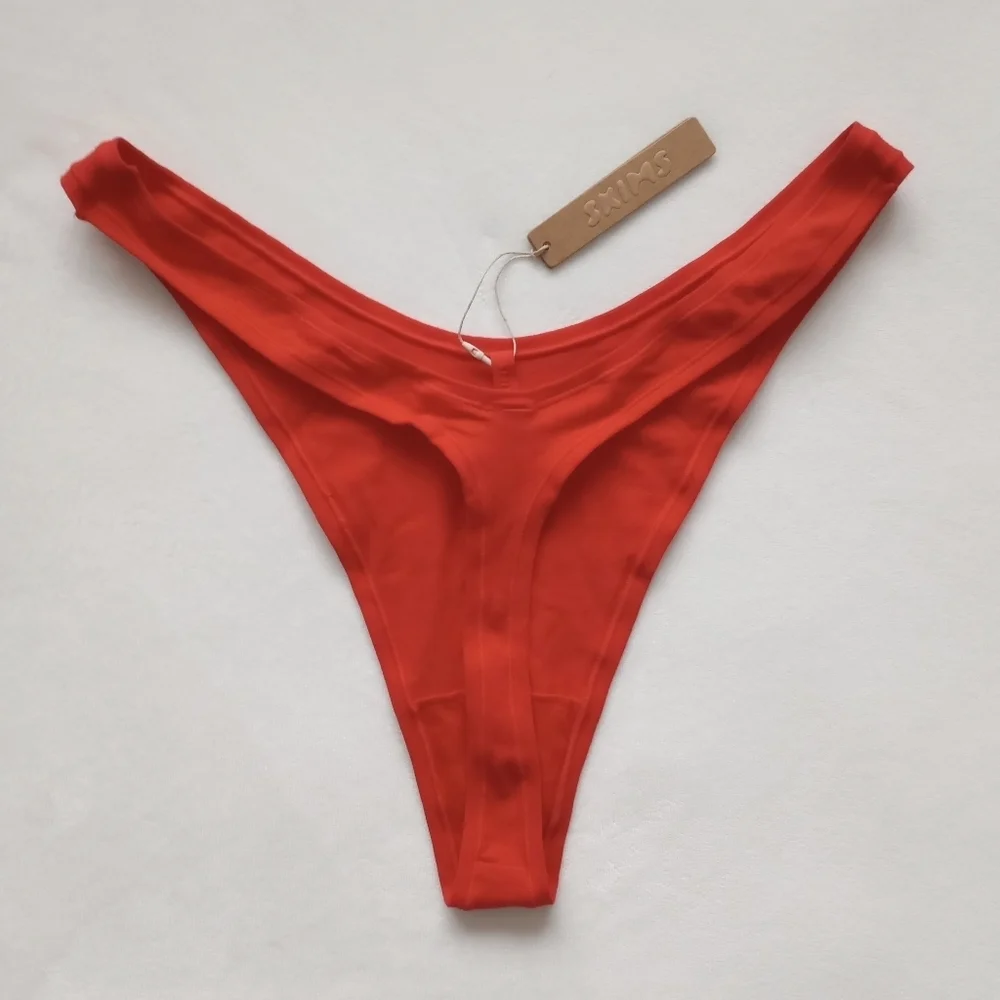 SKIMS▪️Cotton Jersey Dipped Thong Underwear in Ruby Red